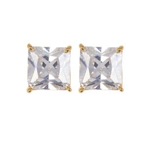 Kate Spade New York Princess Cut Gold CZ Stud Earrings- NWT-